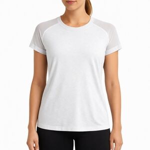 Athleta Mesh Shoulder Active Tee White Women’s Small Short Sleeve